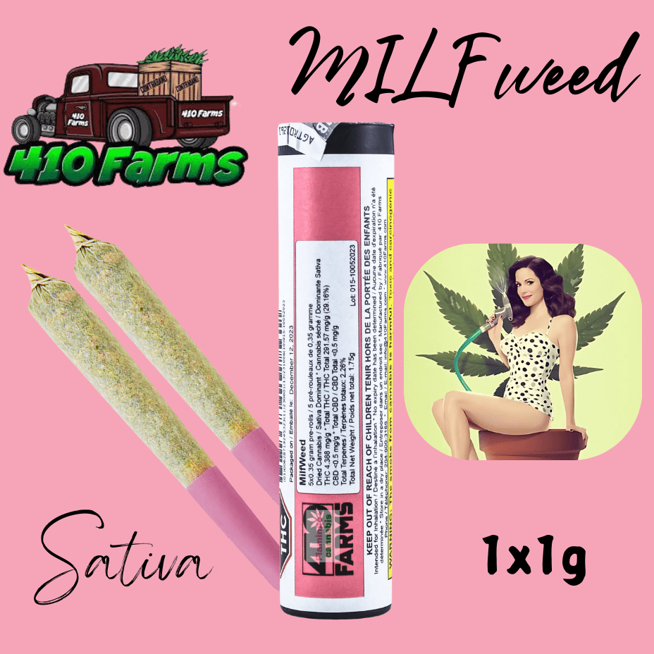 410 Farms MILFWeed Sativa Pre-roll-1x1g Morden Vape SuperStore and Cannabis Manitoba Canada