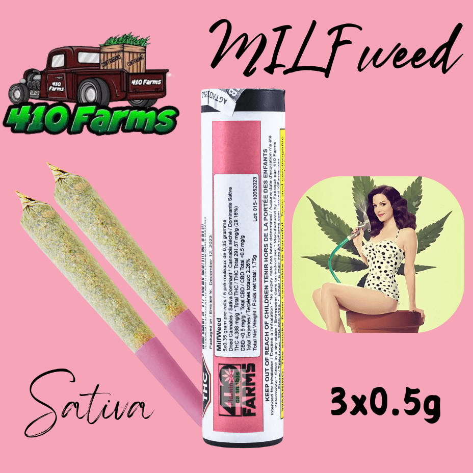 410 Farms MILFWeed Sativa Pre-rolls-3x0.5g Morden Vape SuperStore and Cannabis Manitoba Canada