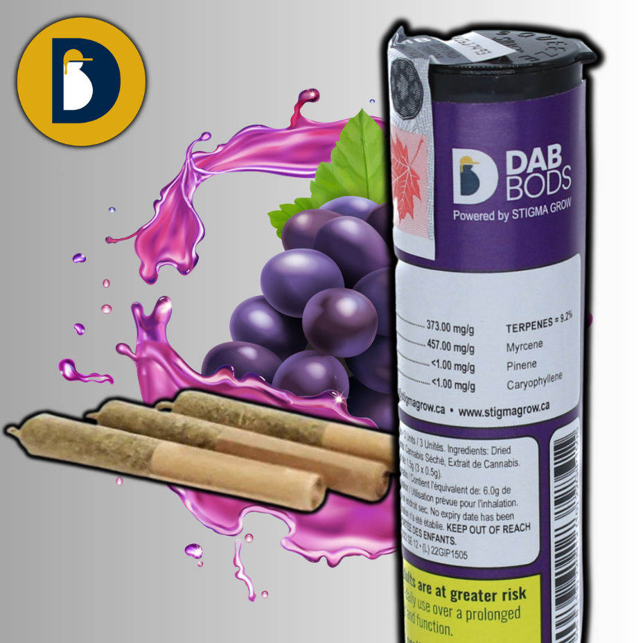 Dab Bods Grape Ape Resin Infused Pre-rolls 3x0.5g