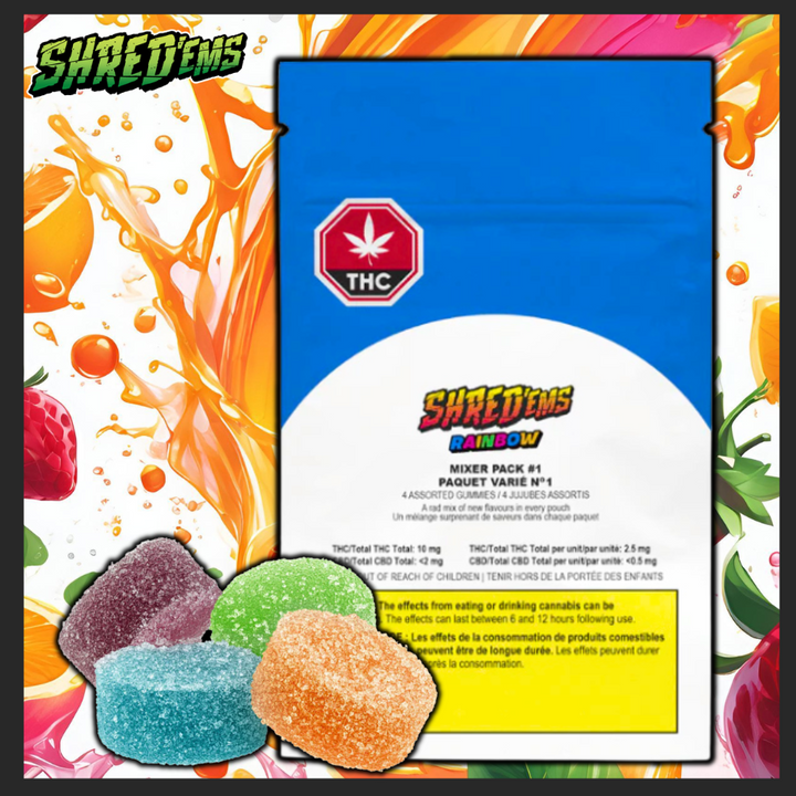 Shred'ems Rainbow Mixer Pack Hybrid Gummies-4x2.5mg in Manitoba