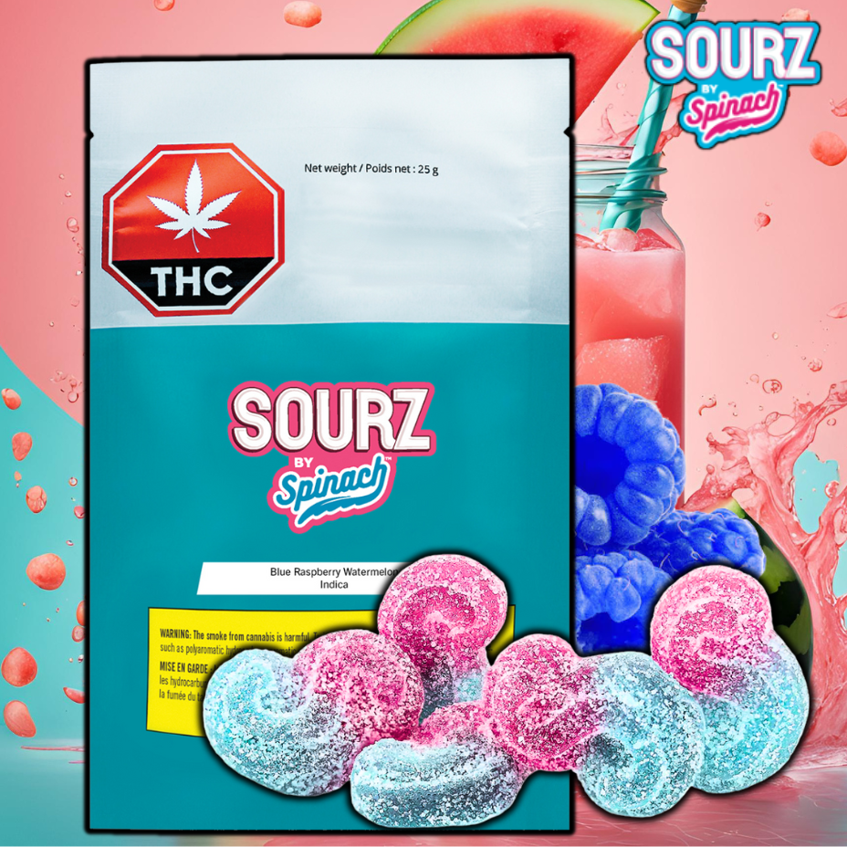 Spinach Sourz Blue Raspberry Watermelon THC Gummies-5x2mg in Manitoba at Vape SuperStore