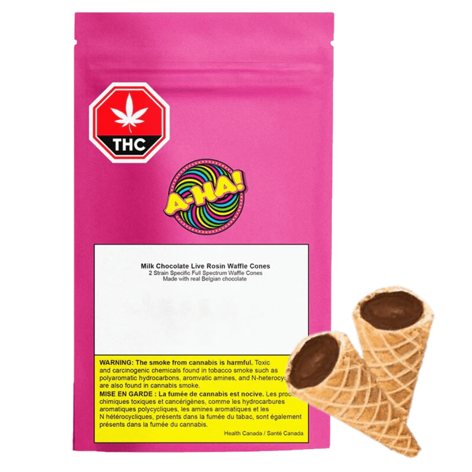 A-ha Milk Chocolate Live Rosin Waffle Cones-2x5mg 2x5mg Morden Vape SuperStore and Cannabis Manitoba Canada