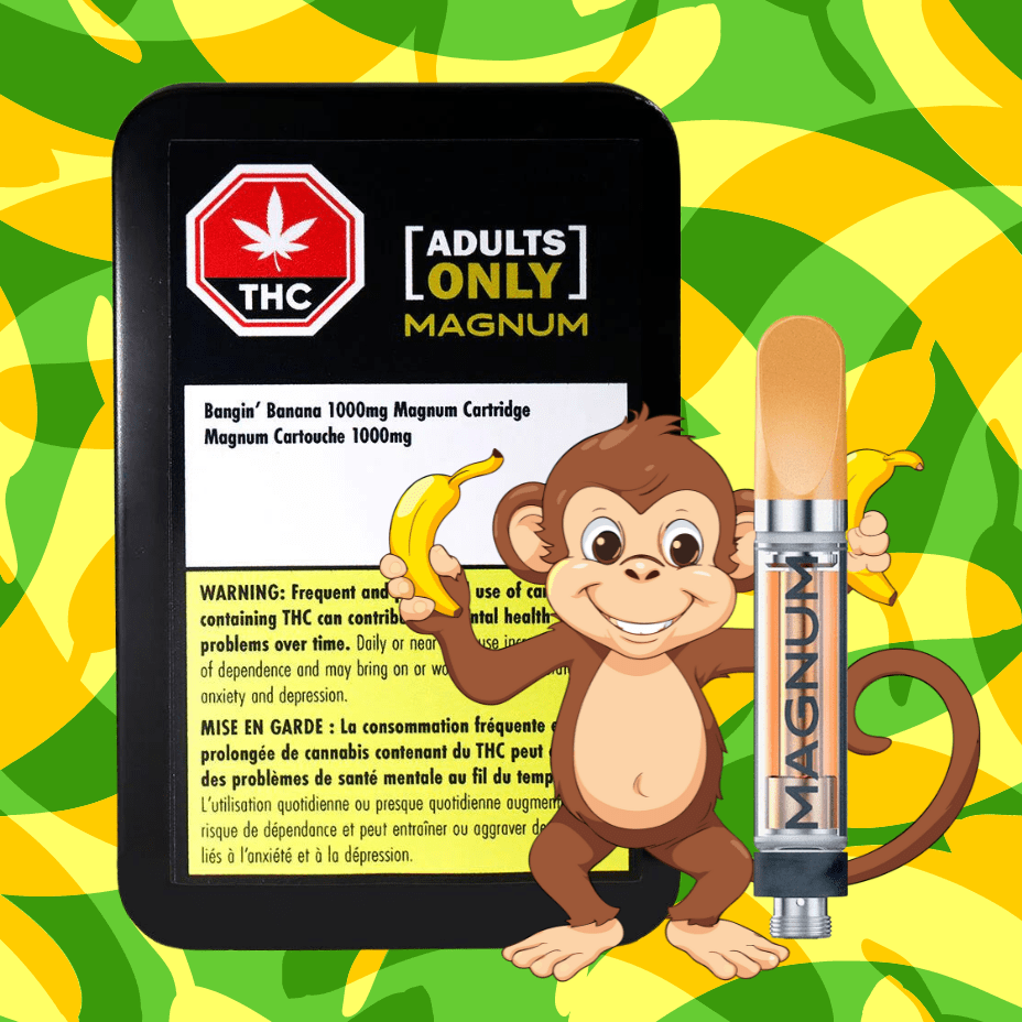 Adults Only Bangin' Banana Magnum Indica Cartridge-1.2g 1.2g Morden Vape SuperStore and Cannabis Manitoba Canada