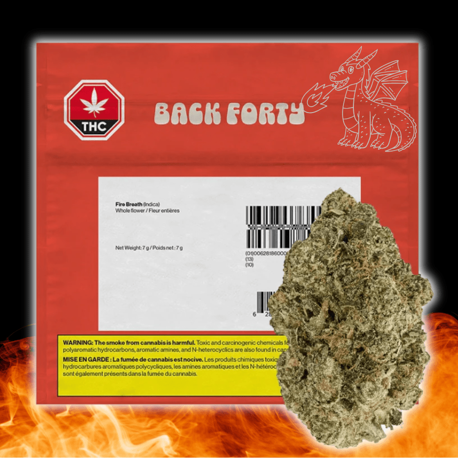 Back Forty Fire Breath Indica Flower-7g 7g Morden Vape SuperStore and Cannabis Manitoba Canada