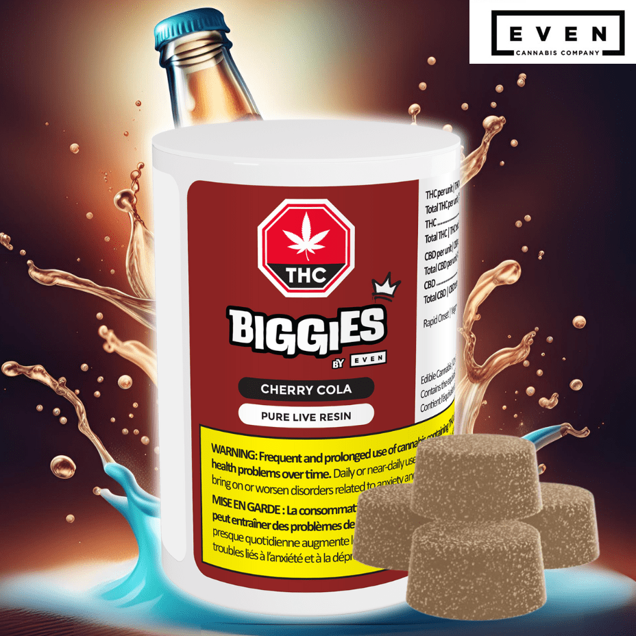 Biggies by Even Cherry Cola Pure Live Resin THC Gummies 4x2.5mg 4x2.5mg Morden Vape SuperStore and Cannabis Manitoba Canada