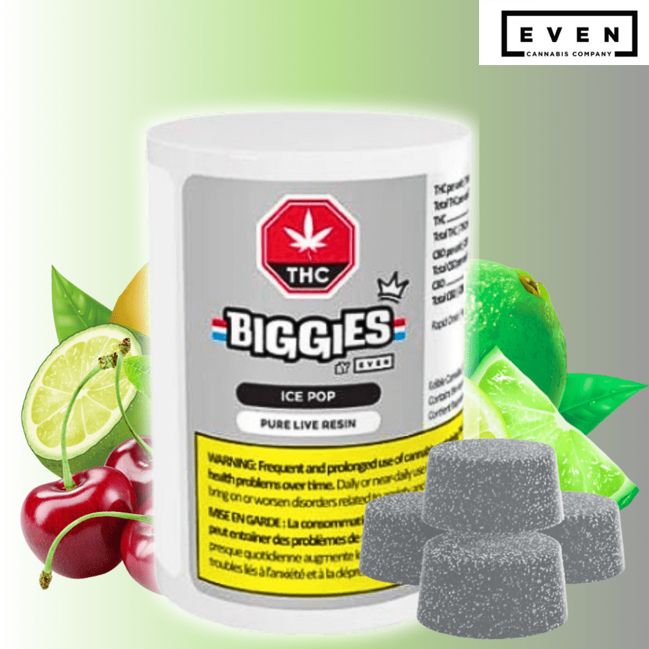 Biggies by Even Ice Pop Pure Live Resin THC Gummies 4x2.5mg 4x2.5mg Morden Vape SuperStore and Cannabis Manitoba Canada