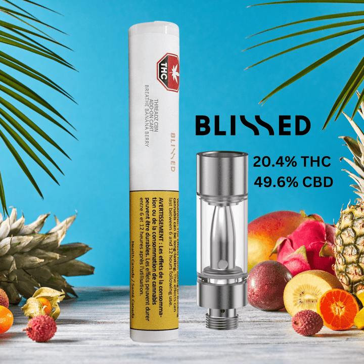 Blissed Breathe Banana Berry CBD Threadz Add-on 510 Cart-0.5g 0.5g Morden Vape SuperStore and Cannabis Manitoba Canada