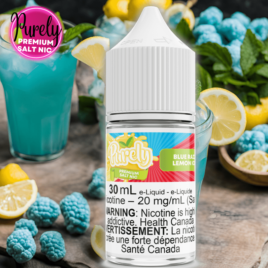 Blue Razz Lemon Ice Salt Nic by Purely E-Liquid Morden Vape SuperStore and Cannabis Manitoba Canada