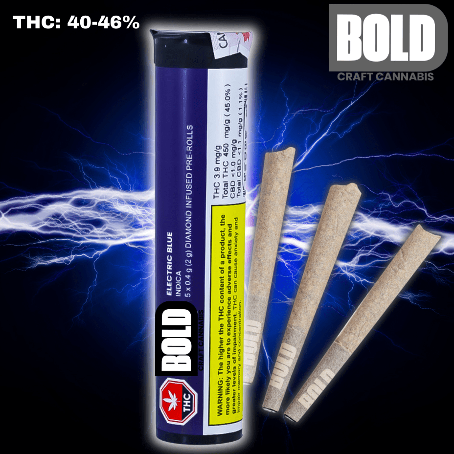 Bold Growth Electric Blue Diamond Infused Pre-Rolls 5x0.4g 5x0.4g Morden Vape SuperStore and Cannabis Manitoba Canada