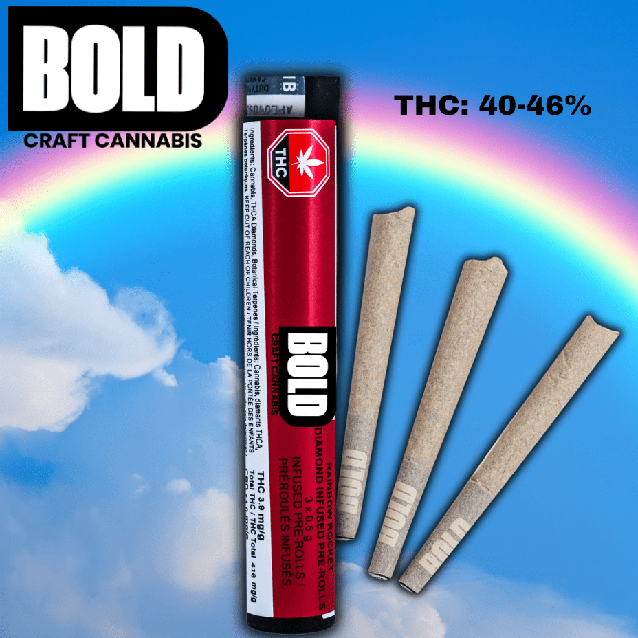 Bold Growth Rainbow Rocket Diamond Infused Pre-rolls 3x0.5g 3x0.5g Morden Vape SuperStore and Cannabis Manitoba Canada