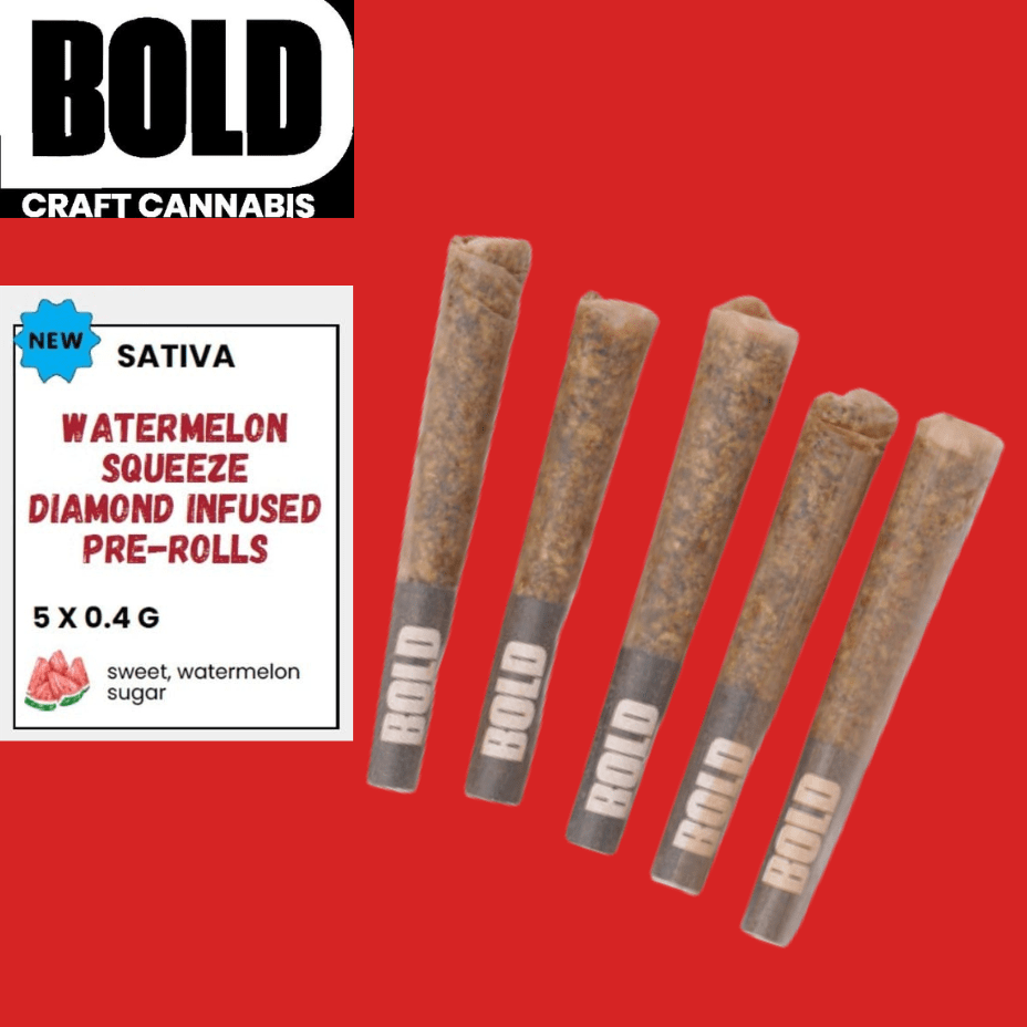 Bold Watermelon Squeeze Diamond Infused Pre-rolls-5x0.4g 5x0.4g Morden Vape SuperStore and Cannabis Manitoba Canada