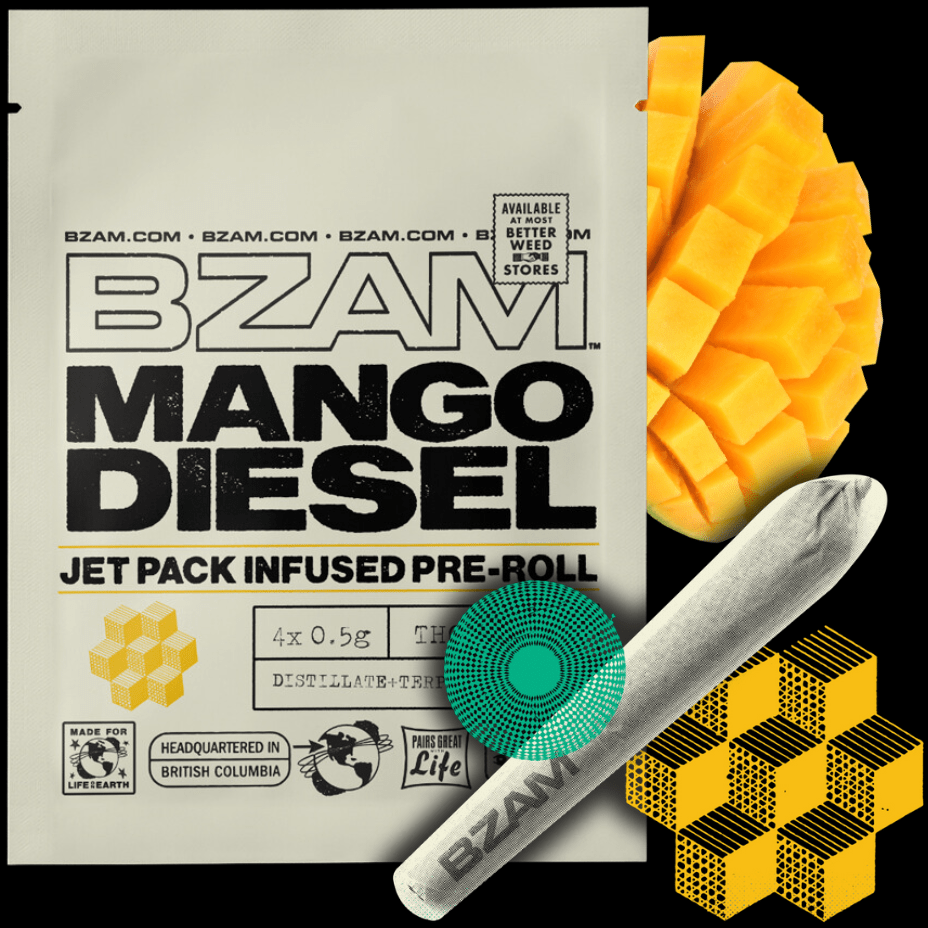 BZAM Mango Diesel Jet Pack Infused Sativa Pre-Rolls-4x0.5g 4x0.5g Morden Vape SuperStore and Cannabis Manitoba Canada