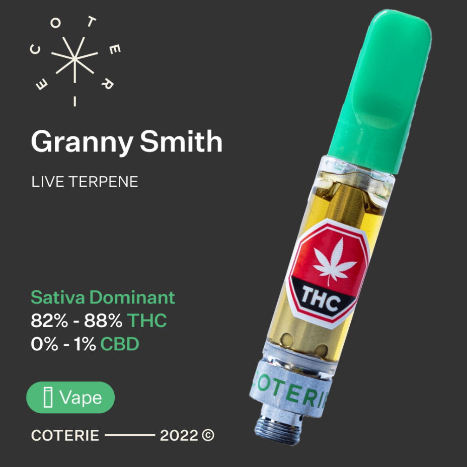 Coterie Granny Smith Live Resin Sativa Cartridge-1g 1g Morden Vape SuperStore and Cannabis Manitoba Canada