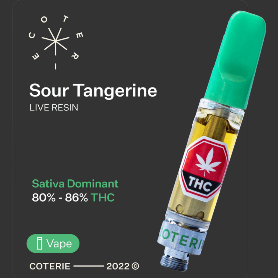 Coterie Sour Tangerine Live Resin Sativa Cartridge-1g 1g Morden Vape SuperStore and Cannabis Manitoba Canada