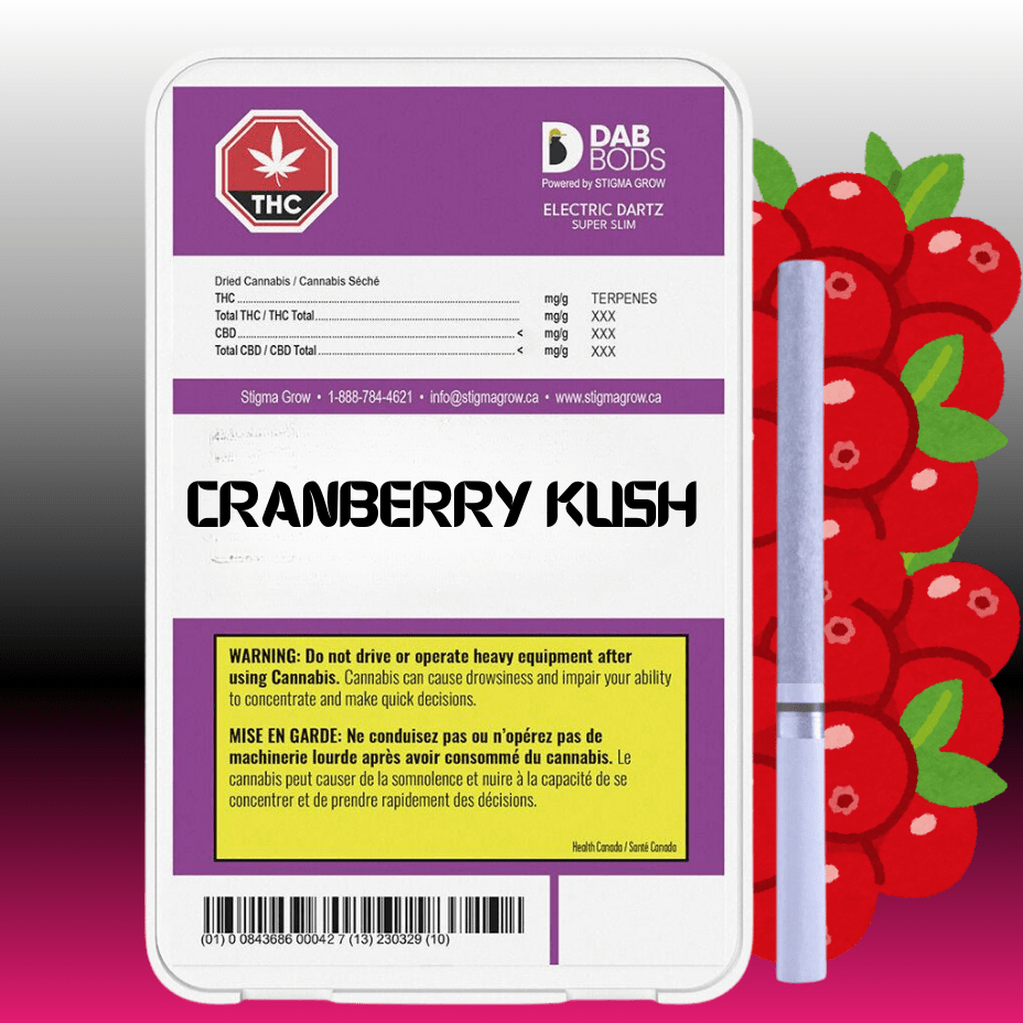 Dab Bods Cranberry Kush Super Slim Electric Dartz-10x0.4g 10x0.4g Morden Vape SuperStore and Cannabis Manitoba Canada