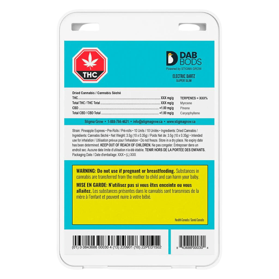 Dab Bods Electric Dartz Pineapple Express Pre-Rolls 10x0.4g 10x0.4g Morden Vape SuperStore and Cannabis Manitoba Canada