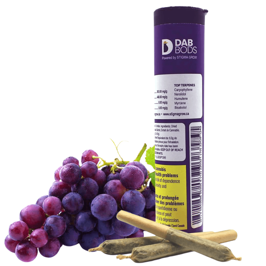 Dab Bods Grape Ape Resin Infused Hybrid Pre-Rolls-3x0.5g 3x0.5g Morden Vape SuperStore and Cannabis Manitoba Canada