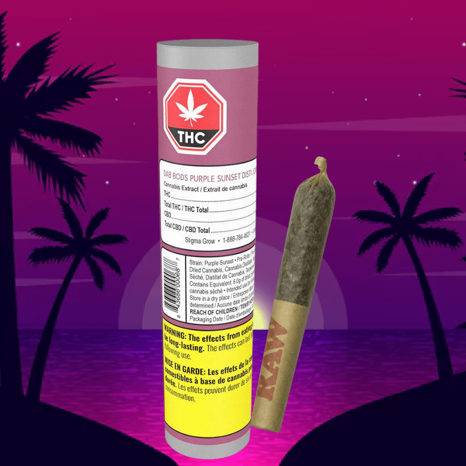 Dab Bods Purple Sunset Disti Infused Pre-roll-1x0.7g 1x0.7g Morden Vape SuperStore and Cannabis Manitoba Canada