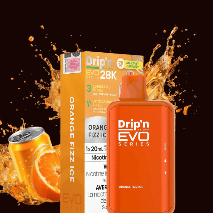 Drip'n by Envi EVO 28k Disposable Vape-Orange Fizz Ice 28000 Puffs / 20mg Morden Vape SuperStore and Cannabis Manitoba Canada