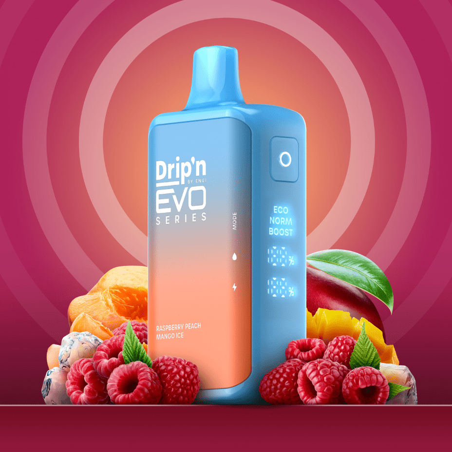 Drip'n by Envi EVO 28k Disposable Vape-Raspberry Peach Mango Ice 28000 Puffs Morden Vape SuperStore and Cannabis Manitoba Canada