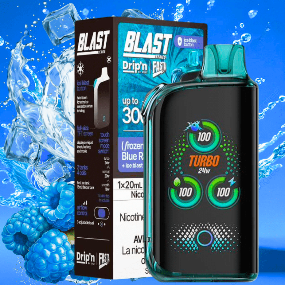 Envi Drip'n x Fasta Blast 30K Disposable Vape-Blue Raspberry Ice 20mg / 30000 Puffs Morden Vape SuperStore and Cannabis Manitoba Canada