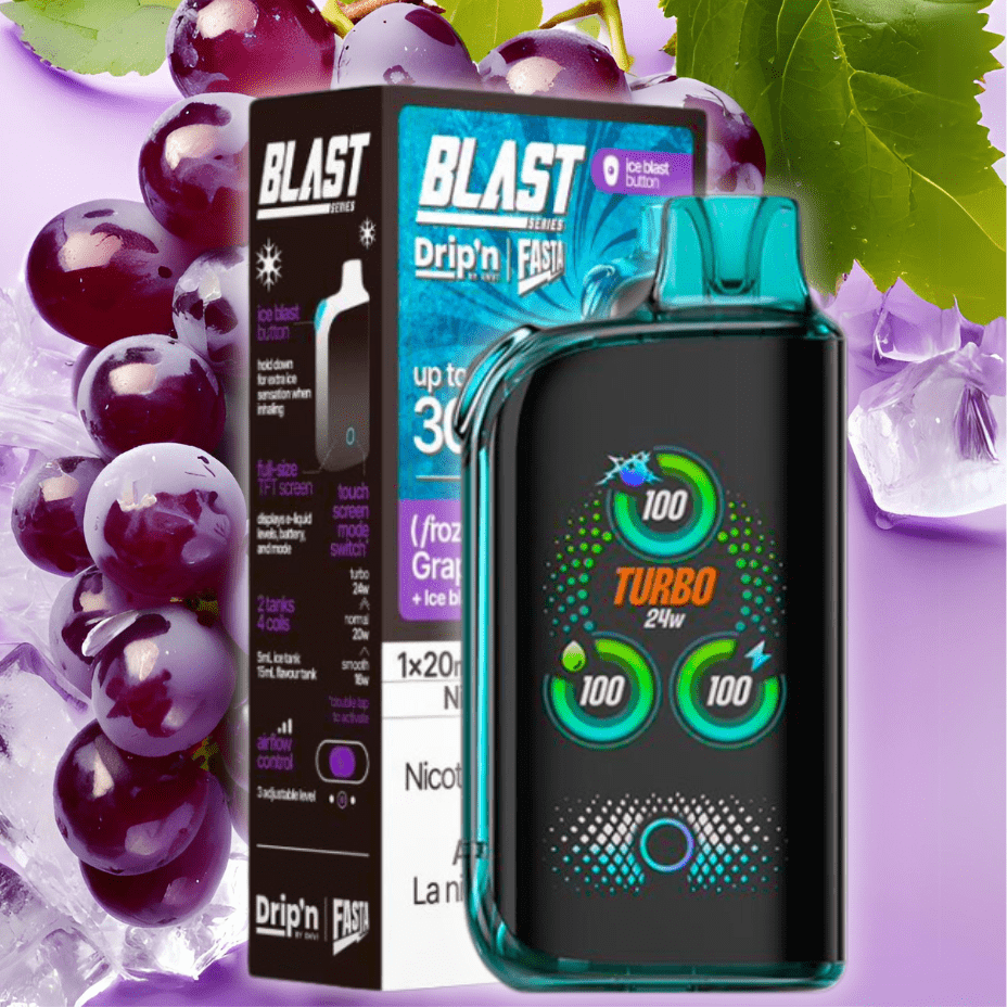 Envi Drip'n x Fasta Blast 30K Disposable Vape-Grape Ice 20mg / 30000 Puffs Morden Vape SuperStore and Cannabis Manitoba Canada