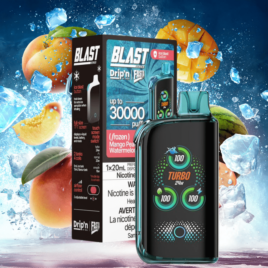 Envi Drip'n x Fasta Blast 30K Disposable Vape-Mango Peach Watermelon Morden Vape SuperStore and Cannabis Manitoba Canada