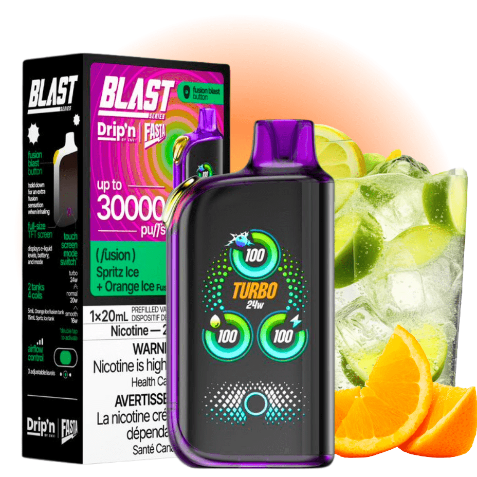 Envi Drip'n x Fasta Blast 30K Disposable Vape-Spritz Ice + Orange Ice Fusion Morden Vape SuperStore and Cannabis Manitoba Canada