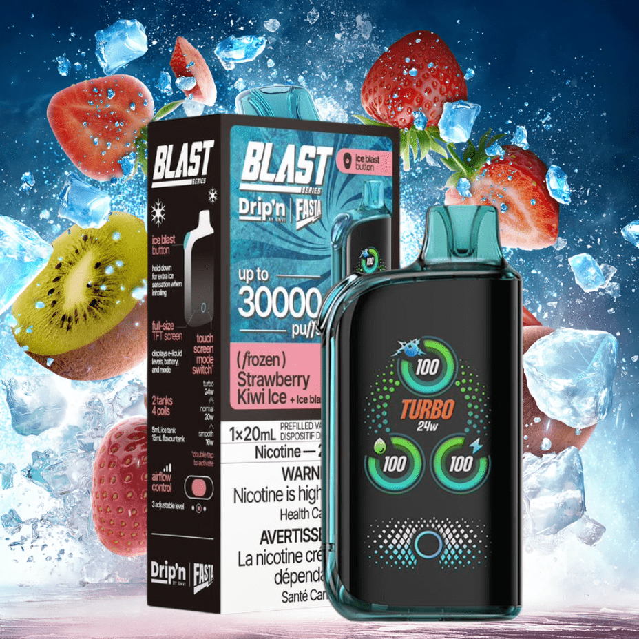 Envi Drip'n x Fasta Blast 30K Disposable Vape-Strawberry Kiwi Ice Morden Vape SuperStore and Cannabis Manitoba Canada