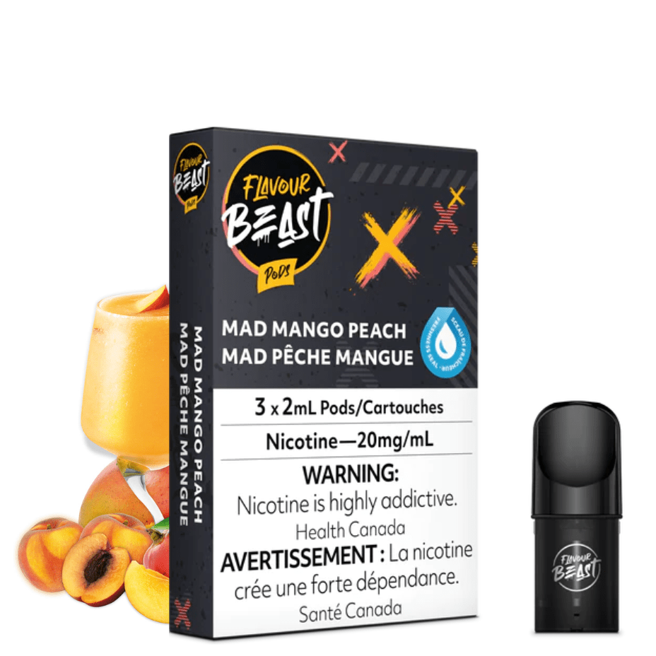 Flavour Beast Closed Pod System 20mg Flavour Beast Mad Mango Peach-Stlth Compatible Pods Flavour Beast Mad Mango Peach-Stlth Compatible Pods-Morden Vape SuperStore Manitoba, Canada