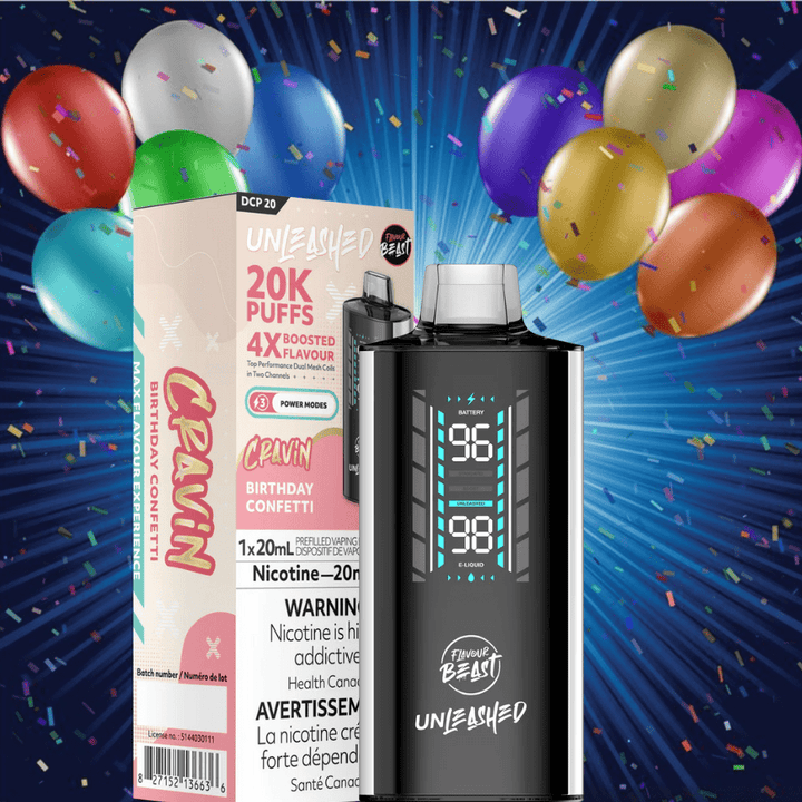 Flavour Beast Unleashed DCP 20K Disposable Vape - Birthday Confetti Morden Vape SuperStore and Cannabis Manitoba Canada