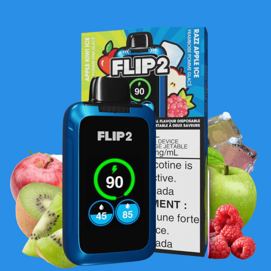 Flip Bar 2 Disposable Vape- Apple Kiwi Ice and Razz Apple Ice 11000 Puffs Morden Vape SuperStore and Cannabis Manitoba Canada