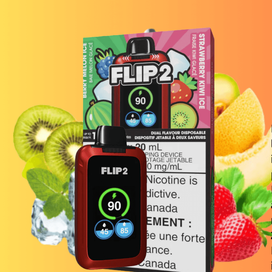 FLIP BAR Disposables 11000 Puffs Flip Bar 2 Disposable Vape-Berry Melon Ice and Strawberry Kiwi Ice