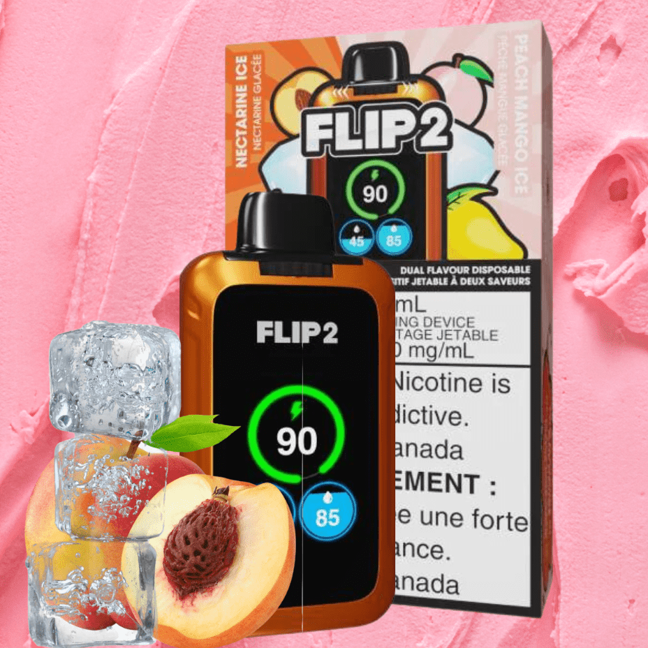 Flip Bar 2 Disposable Vape- Nectarine Ice & Peach Mango Ice 11000 Puffs Morden Vape SuperStore and Cannabis Manitoba Canada