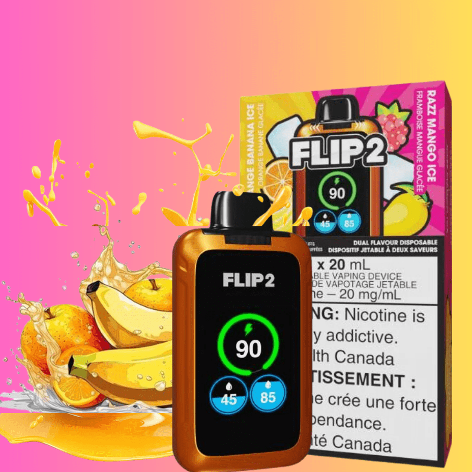 Flip Bar 2 Disposable Vape- Orange Banana & Razz Mango Ice 11000 Puffs Morden Vape SuperStore and Cannabis Manitoba Canada