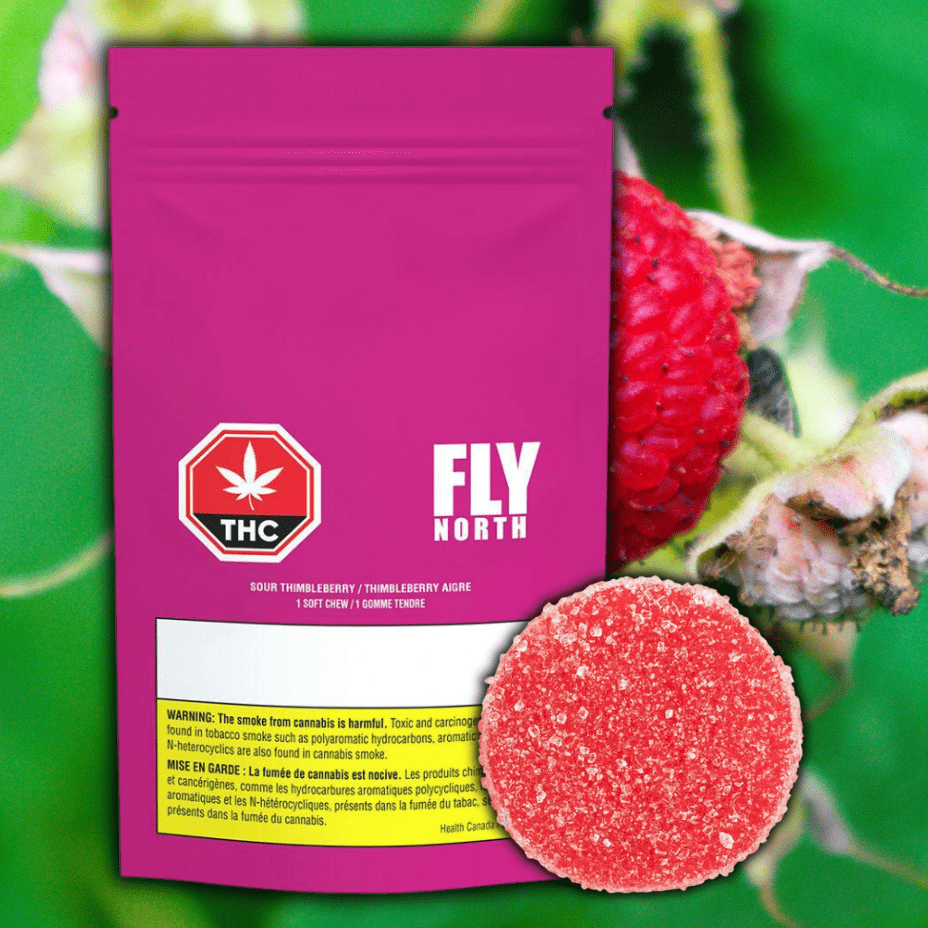 Fly North Sour Thimbleberry Gummies-2x5mg 2x5mg Morden Vape SuperStore and Cannabis Manitoba Canada