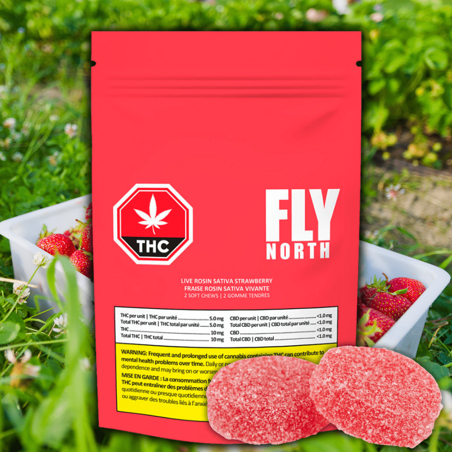 Fly North Strawberry Live Rosin Gummies-2x5mg 2x5mg Morden Vape SuperStore and Cannabis Manitoba Canada