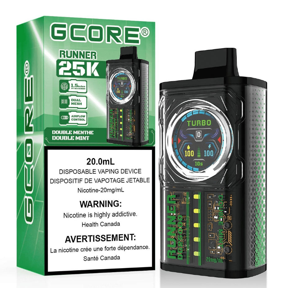 GCORE Disposables 20mg / 25000 Puffs GCORE Runner 25K Disposable Vape - Double Mint in Canada