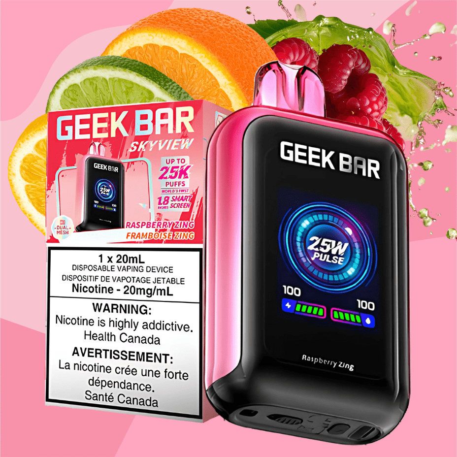 Geek Bar Skyview 25K Disposable Vape -Raspberry Zing 25000 Puffs / 20mg Morden Vape SuperStore and Cannabis Manitoba Canada