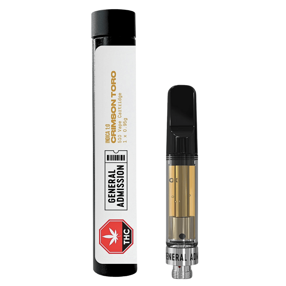 General Admission Crimson Toro Indica Cartridge-0.95g 0.95g Morden Vape SuperStore and Cannabis Manitoba Canada