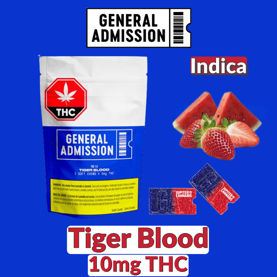 General Admission Tiger Blood Indica Gummies 2x5mg Morden Vape SuperStore and Cannabis Manitoba Canada