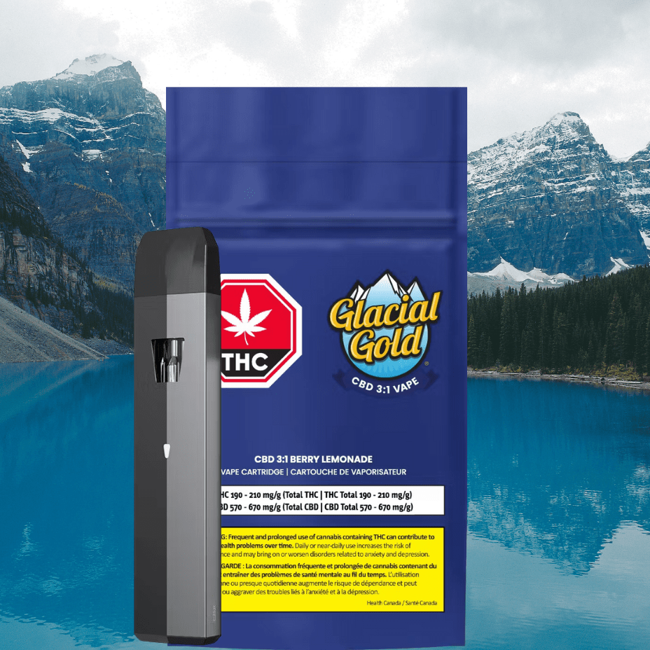 Glacial Gold Berry Lemonade CBD 3:1 Disposable Vape-2g 2g Morden Vape SuperStore and Cannabis Manitoba Canada