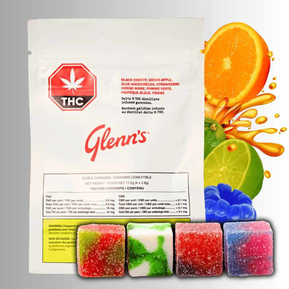 Glenn's Multi Flavors THC Gummies-4x2.5mg 4x2.5mg Morden Vape SuperStore and Cannabis Manitoba Canada