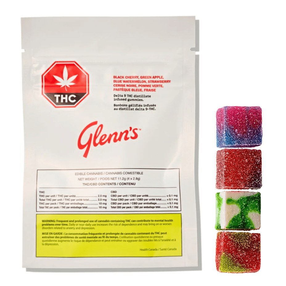 Glenn's Multi Flavors THC Gummies-4x2.5mg 4x2.5mg Morden Vape SuperStore and Cannabis Manitoba Canada