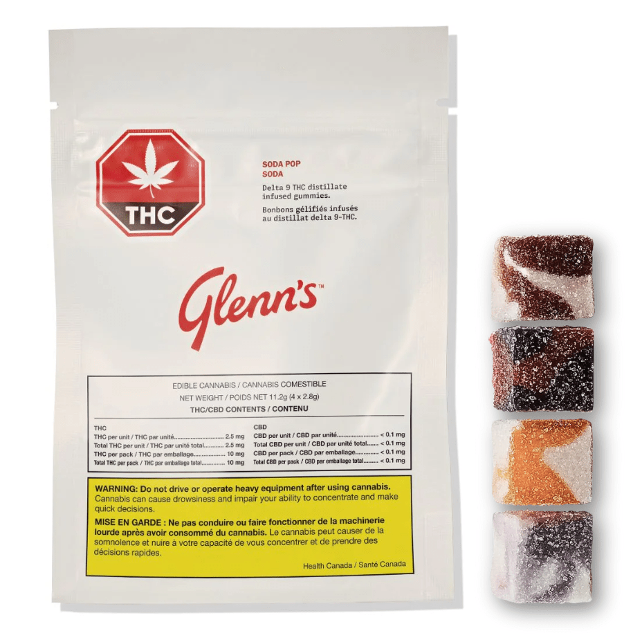 Glenn's Soda Pop Multi-pack THC Gummies-4x2.5mg 4x2.5mg Morden Vape SuperStore and Cannabis Manitoba Canada