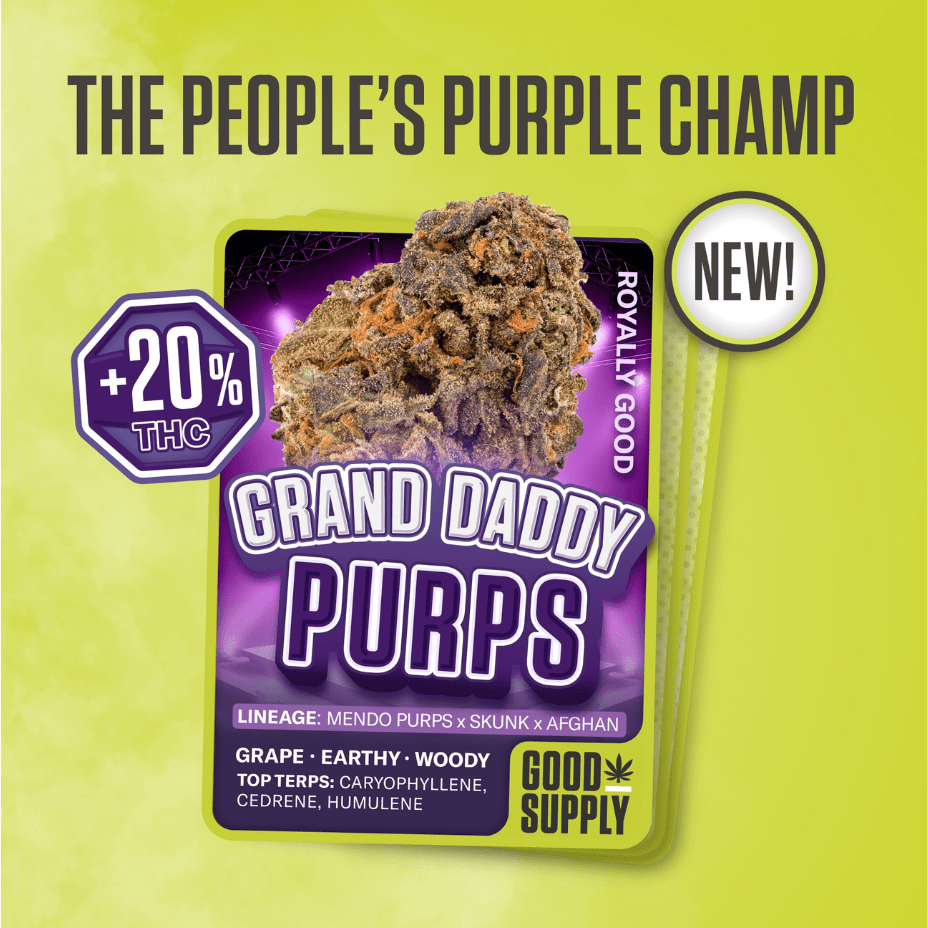 Good Supply Grand Daddy Purps Indica Flower-28g 28g Morden Vape SuperStore and Cannabis Manitoba Canada