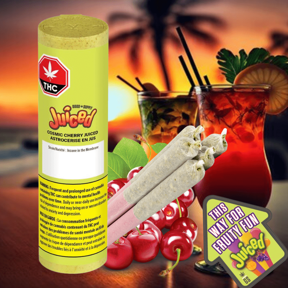 Good Supply Juiced Cosmic Cherry Infused Sativa Pre-rolls-5x0.5g 5x0.5g Morden Vape SuperStore and Cannabis Manitoba Canada