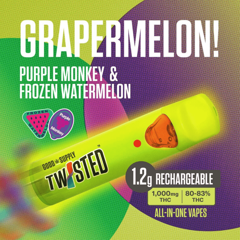 Good Supply Twisted Purple Monkey & Frozen Watermelon Disposable Vape Pen 1.2g Morden Vape SuperStore and Cannabis Manitoba Canada