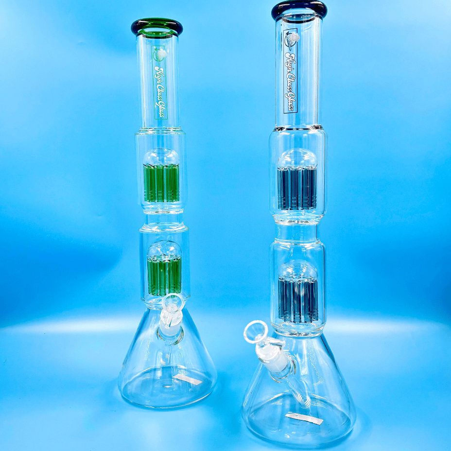 High Class Glass 7mm Double Perc Beaker 19" 19" Morden Vape SuperStore and Cannabis Manitoba Canada