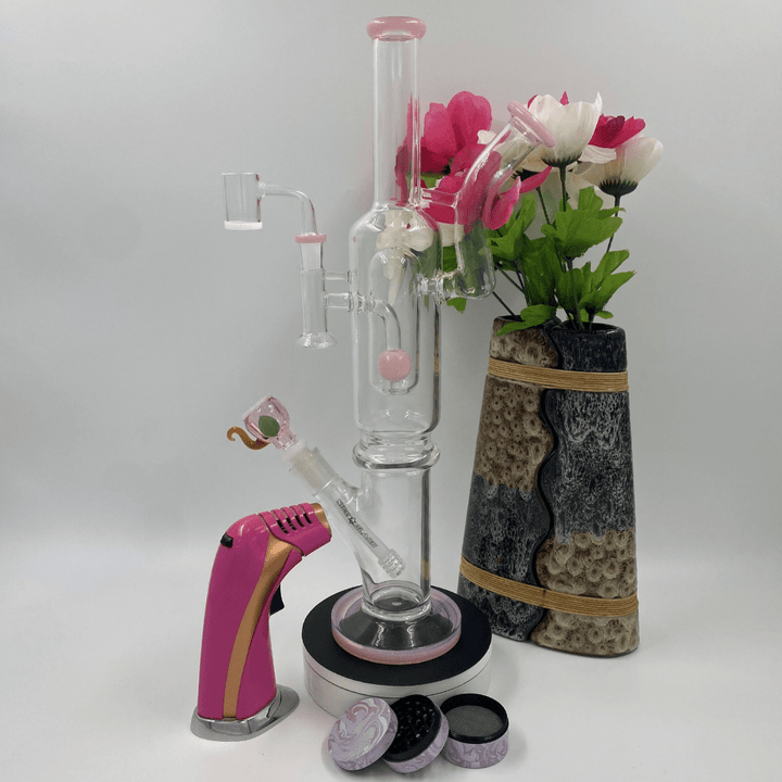 High Class Glass Dual Chamber Straight Tube Pink Morden Vape SuperStore and Cannabis Manitoba Canada